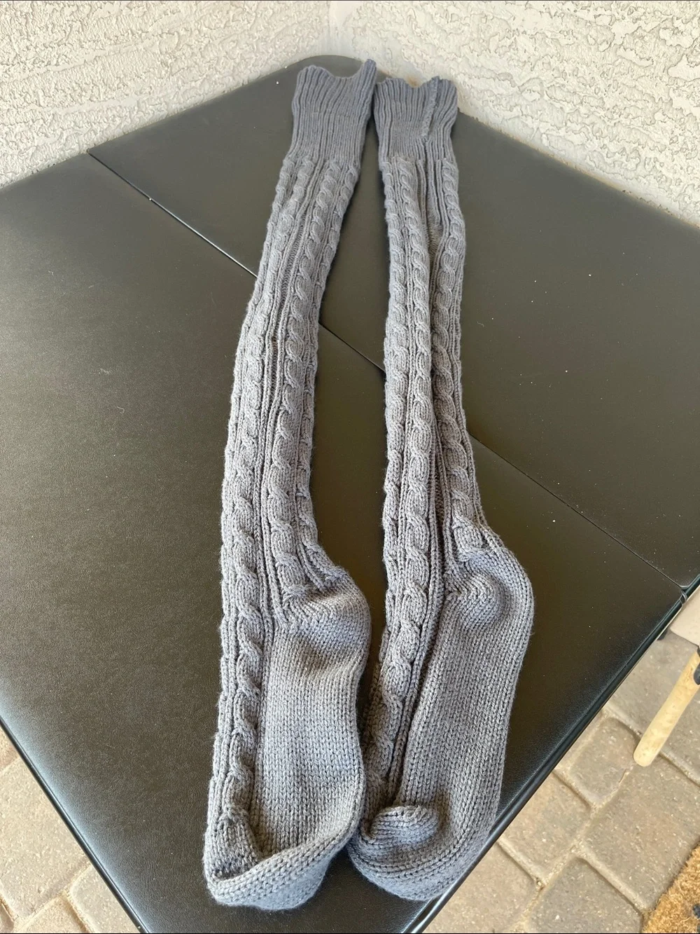 Muk Luks  Cable Knit Over-the-Knee Socks - Gray